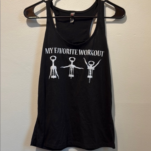 district made Tops - District Made Medium Wine Lover Funny Black Scoop Neck Graphic Tank Top